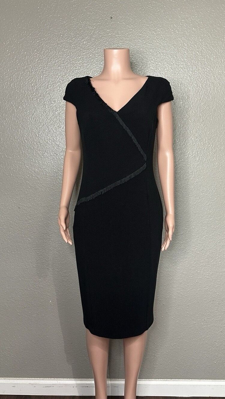Iris Setlakwe Black Cocktail Dress Fitted With Cap sleeves Size 14